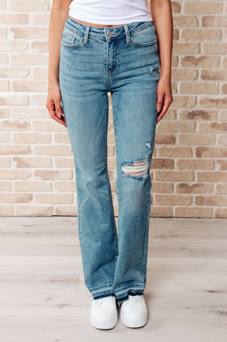 Isla Mid Rise Distressed Released Hem Bootcut Jeans (ONLINE EXCLUSIVE)