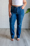 Campbell High Rise Center Seam Detail Straight Jeans (ONLINE EXCLUSIVE)