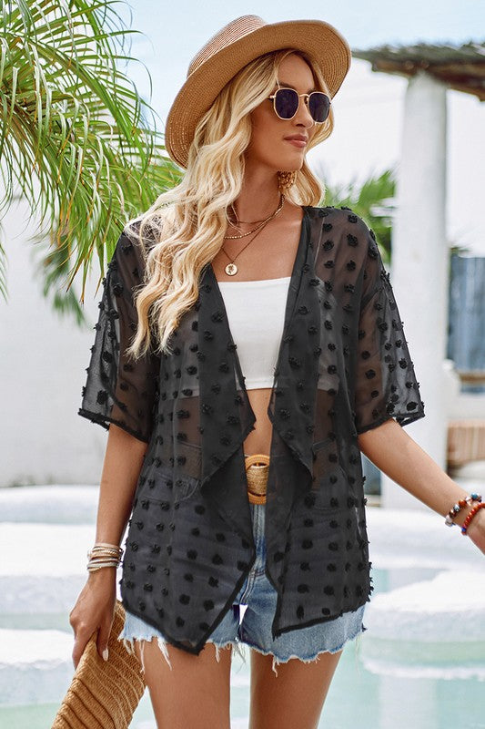 Swiss Dot Loose Kimono in Black (FINAL SALE ITEM)