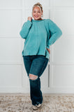 Simple Silhouette Brushed Hacci Sweater in Dusty Teal (ONLINE EXCLUSIVE)