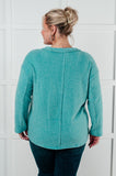 Simple Silhouette Brushed Hacci Sweater in Dusty Teal (ONLINE EXCLUSIVE)