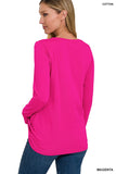 V-Neck Long Sleeve T-Shirt in Magenta (FINAL SALE ITEM)