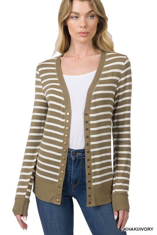 Snap Button Cardigan in Khaki(FINAL SALE ITEM)