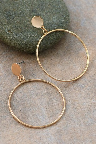 Gold Round Drop Earrings