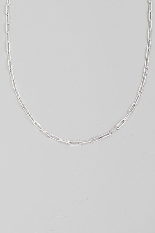 Oval Cable Chain Link Necklace in Silver