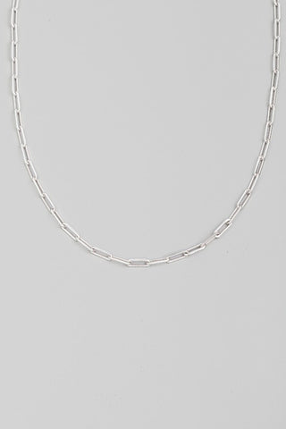 Oval Cable Chain Link Necklace in Silver