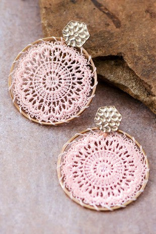 Pink Lace Earrings (FINAL SALE ITEM)