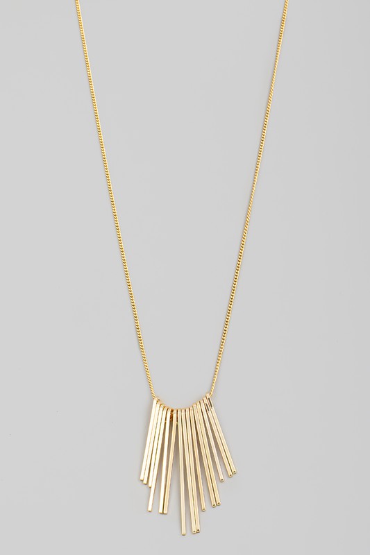 Bar Fringe Charm Necklace in Gold