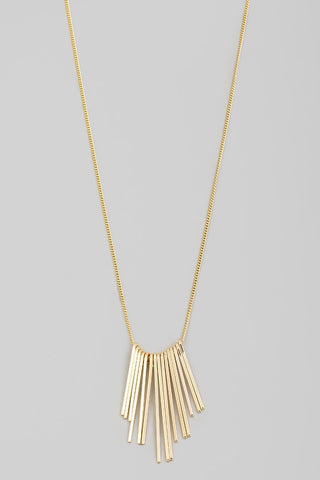 Bar Fringe Charm Necklace in Gold