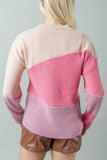 Diagonal Pink Color Block Sweater (FINAL SALE ITEM)