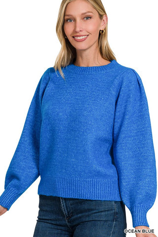 Puff Sleeve Sweater in Ocean Blue (FINAL SALE ITEM)