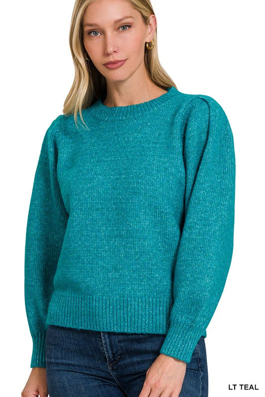 Puff Sleeve Sweater in Teal (FINAL SALE ITEM)