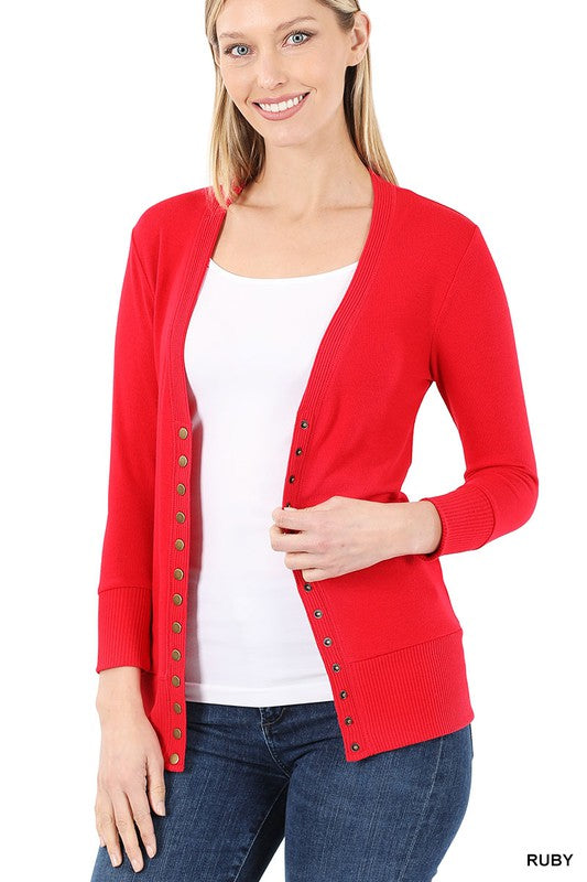 Snap Button Cardigan in Red (CYBER MONDAY SPECIAL)