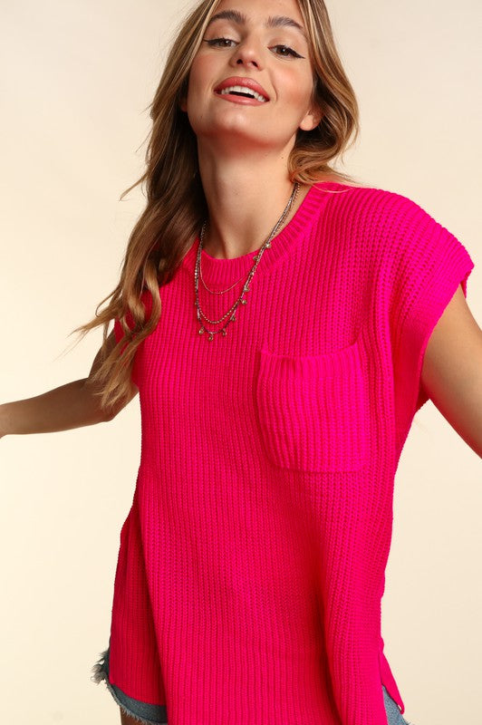 Dolman Oversized Sweater Top in Hot Pink (FINAL SALE ITEM)