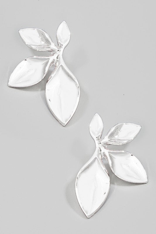 Metallic Leaf Stud Earrings