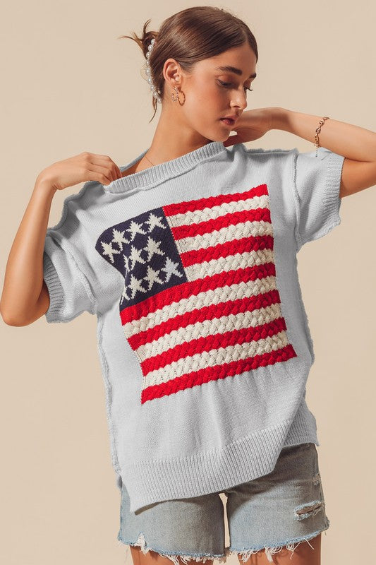American Flag Sweater Top