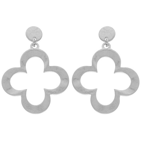 Hammered Quatrefoil Earrings in Silver (FINAL SALE ITEM)