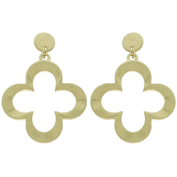 Hammered Quatrefoil Earrings in Gold (FINAL SALE ITEM)