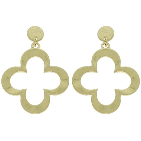 Hammered Quatrefoil Earrings in Gold (FINAL SALE ITEM)