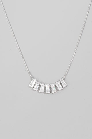 Bar Gem Charms Necklace in Silver