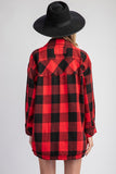 Flannel Button Down Shacket in Red (FINAL SALE ITEM)