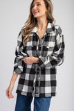 Flannel Button Down Shacket in Black (FINAL SALE ITEM)