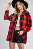 Flannel Button Down Shacket in Red (FINAL SALE ITEM)