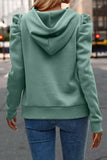 Puff Sleeve Hoodie in Cyan