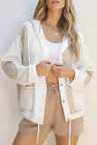 Quilted Hoodie Jacket in Taupe