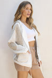 Quilted Hoodie Jacket in Taupe