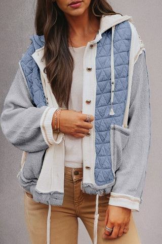 Quilted Hoodie Jacket in Blue