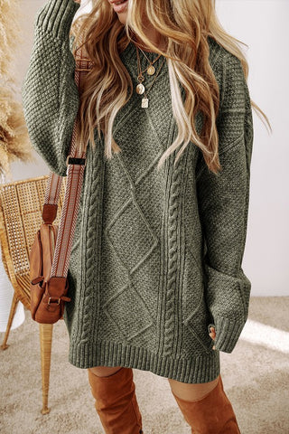 Cable Knit Dress in Green