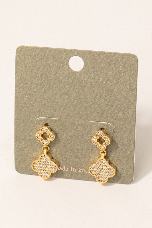 Mini Clover Drop Earrings in Gold