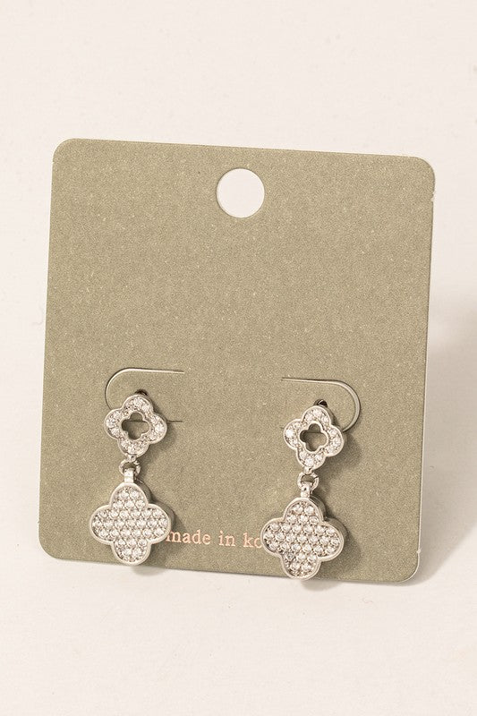 Mini Clover Drop Earrings in Silver