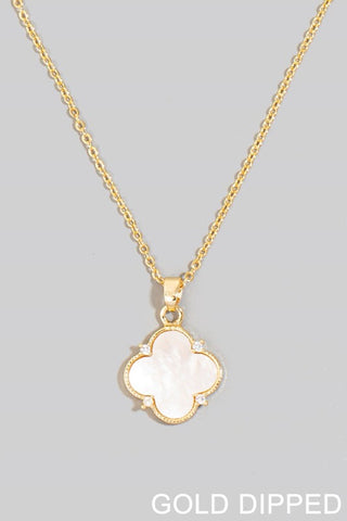 Mini Stud Shell Clover Pendant Necklace