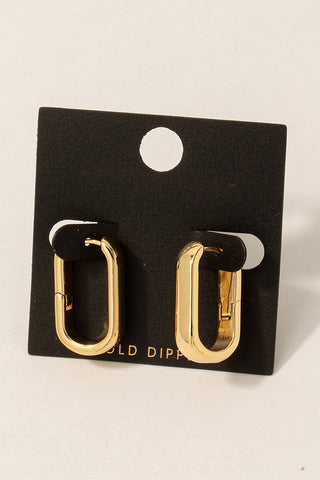 Gold Dipped Wide Oval Hinge Earrings