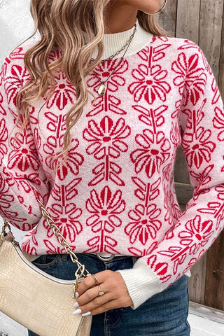 Beautiful Red Floral Sweater