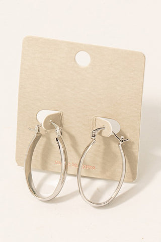 Oval Latch Earrings in Silver