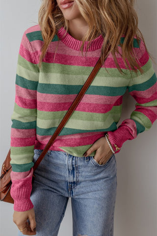 For The Love Of Stripes Sweater in Green