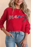 Tinsel Merry Letter Drop Shoulder Baggy Sweater