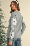 Flower Drop Shoulder Sleeve Sweater