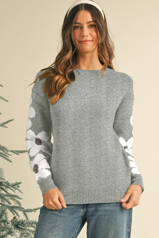 Flower Drop Shoulder Sleeve Sweater