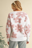 60s Vintage Flower Drop Shoulder Sweater