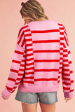 Striped Crewneck Drop Sleeve Knit Sweater