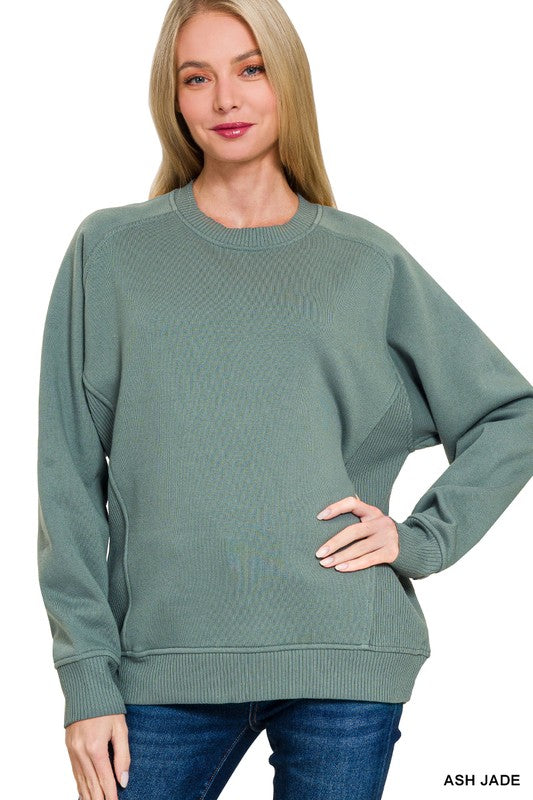 Ribbed Fleece Crew in Ash Jade (CYBER MONDAY SPECIAL)