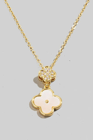 Gold Dipped Shell Clover Charms Necklace