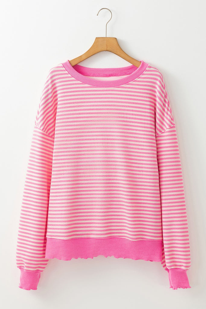 Too Good to be True Striped Drop Shoulder Top in Pink