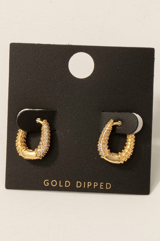 Cz Pave Hoop Earrings in Gold