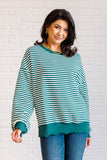 Too Good to be True Striped Drop Shoulder Top in Green (ONLINE EXCLUSIVE)