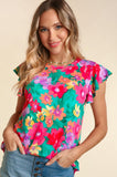 Ruffle Floral Print Beauty Top